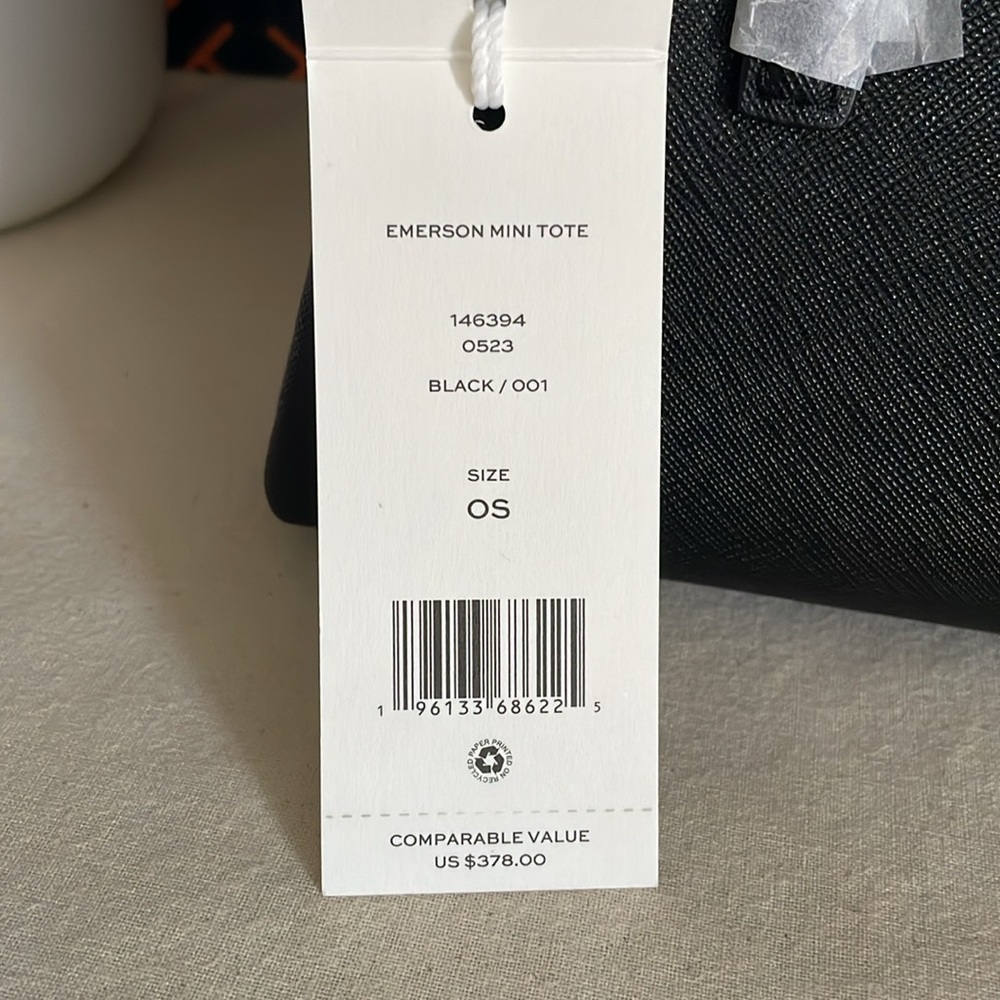 NWT , tory burch emerson mini black tote bag , crossbody - Picture 12 of 14